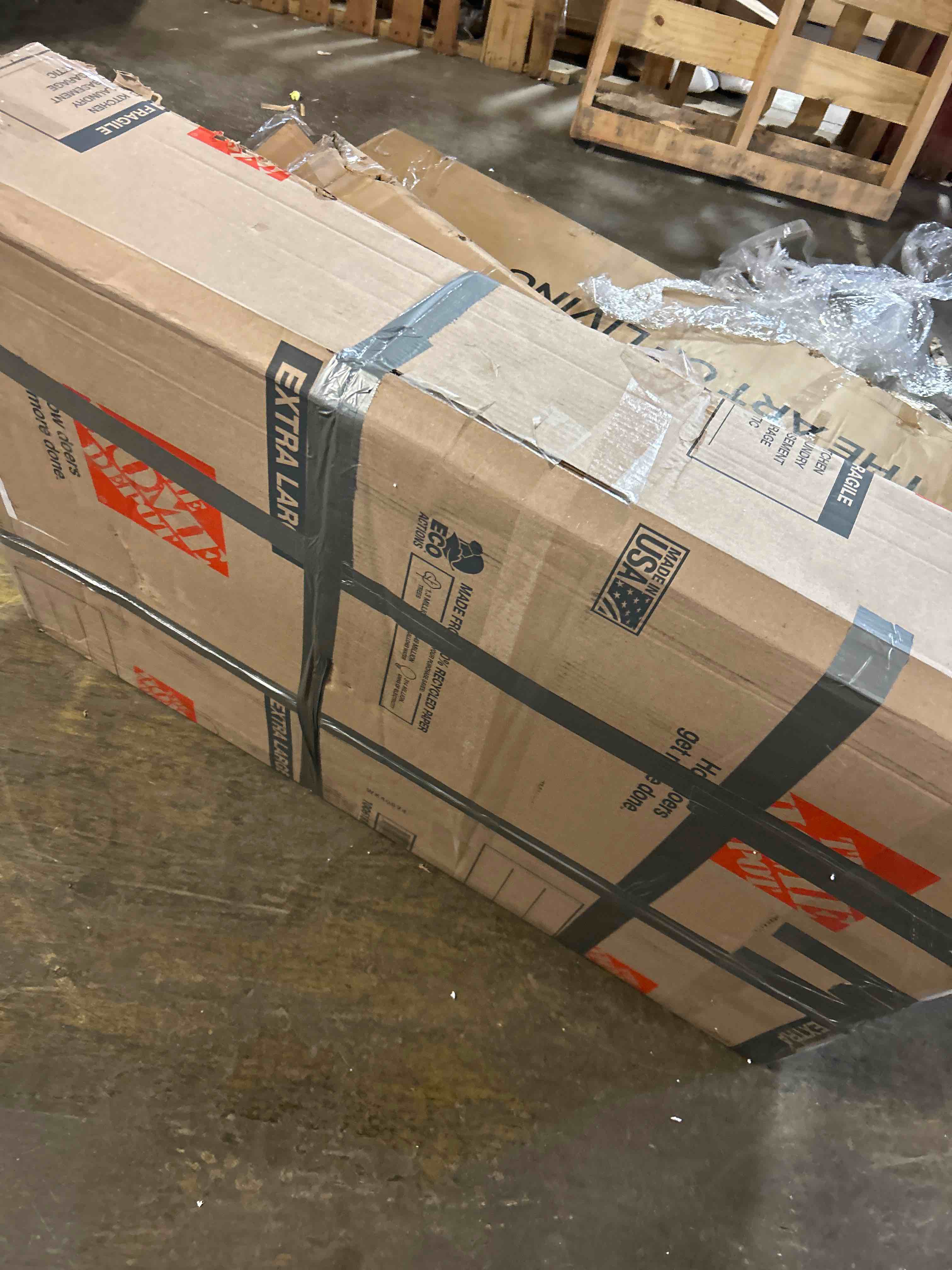 Condition photo showing As Is for rowhy oversized modular sectional sofa with movable ottoman, 112 inch 4 seat modern corduroy sofa set, convertible l shaped couch for living room and office, beige(1 base to sectional only )