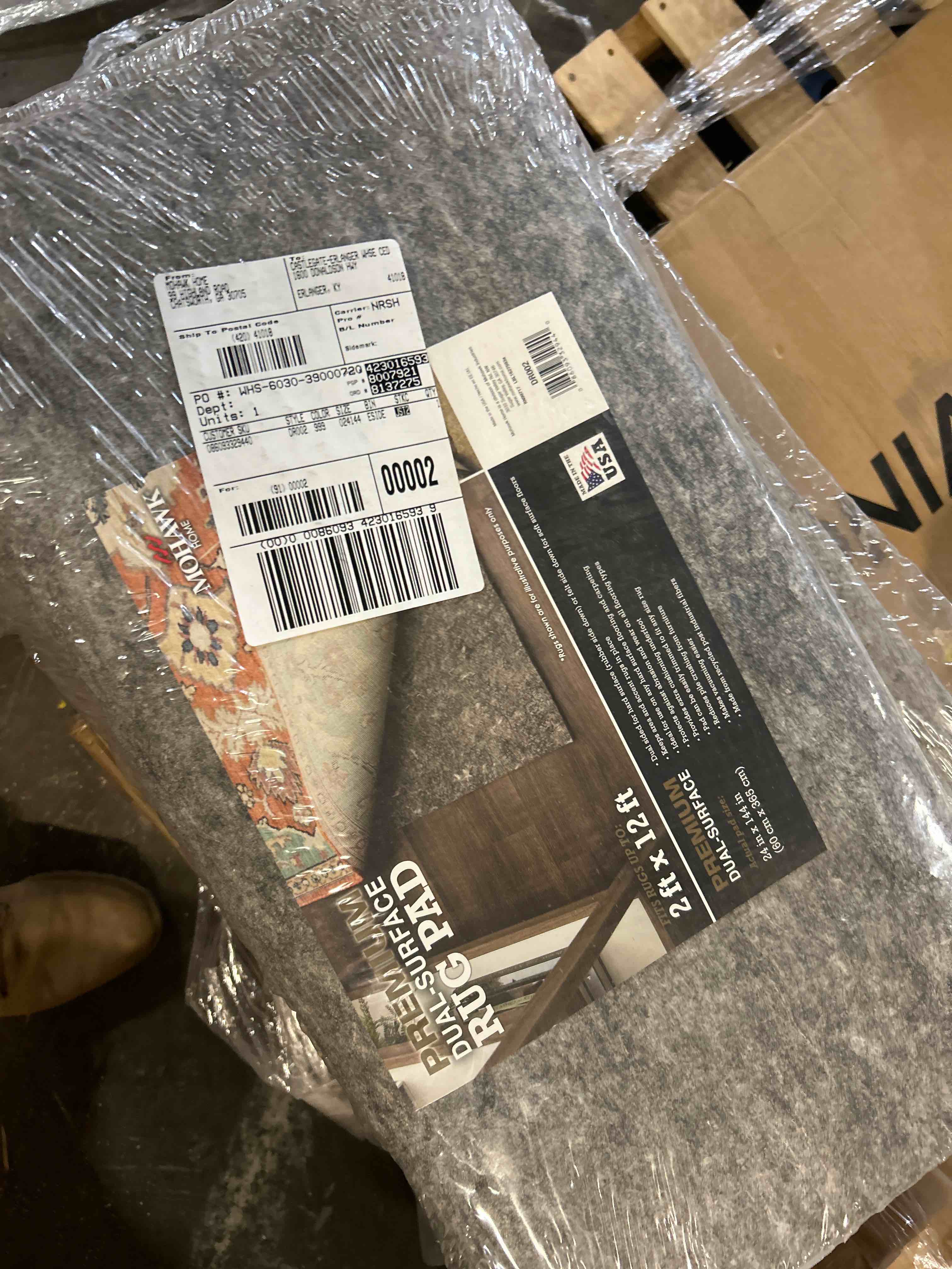 Condition photo showing New/Like New for mohawk home 2' x 12' non slip rug pad gripper 1/4 thick dual surface felt + rubber gripper - safe for all floors, brown 