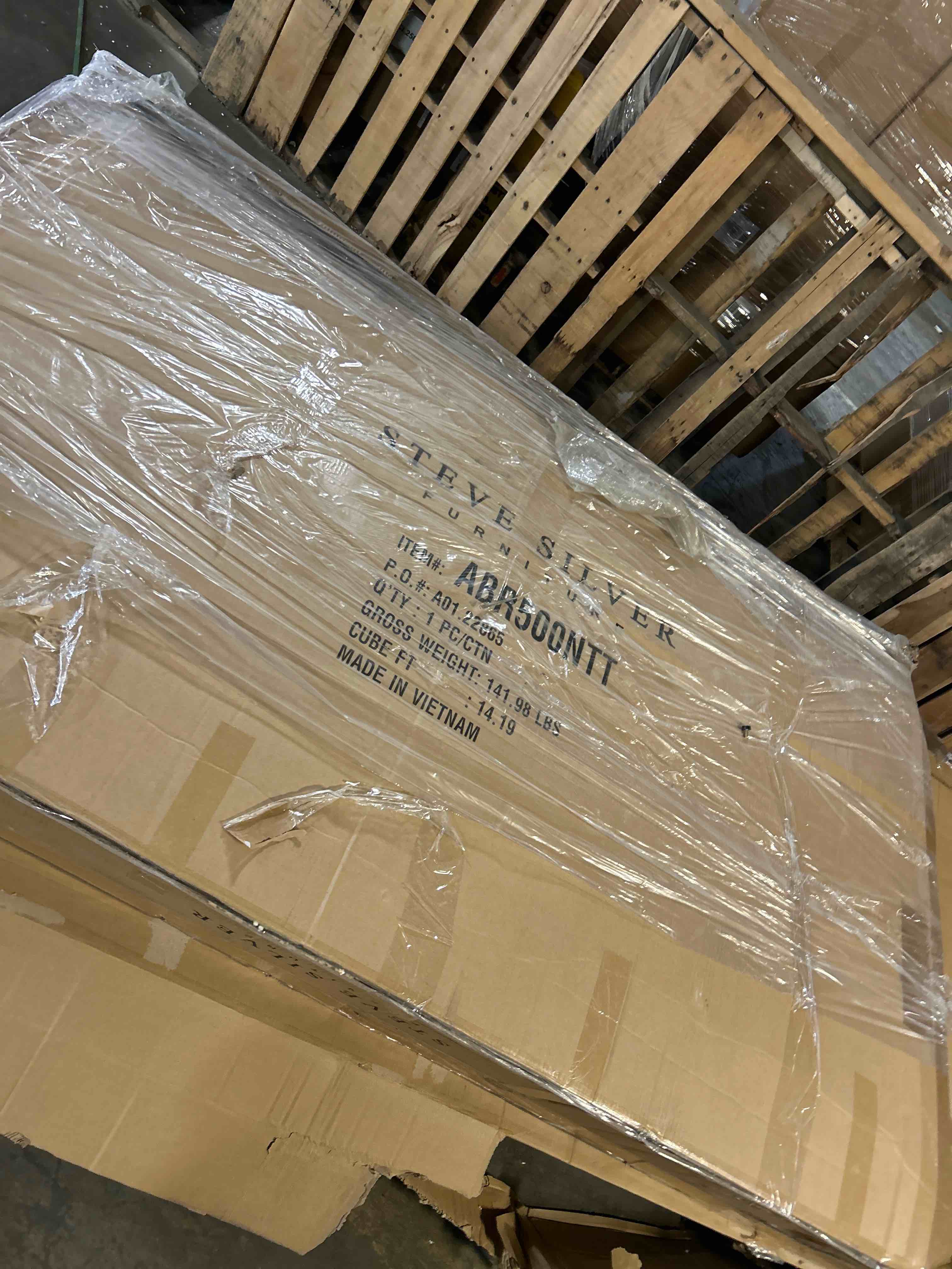 Condition photo showing As Is for aubrey 78-96 table w/18-inch leaf, waxed driftwood(incomplete top only)