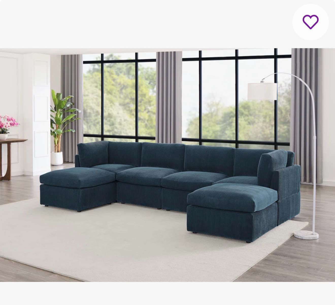 annai 129" wide reversible modular corner sectional with ottoman