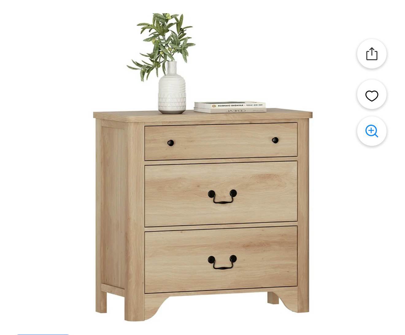 WAMPAT Farmhouse Nightstand with 3 Drawers, Large Wood Bedside Table Night Stand for Living Room, Bedroom, Oak