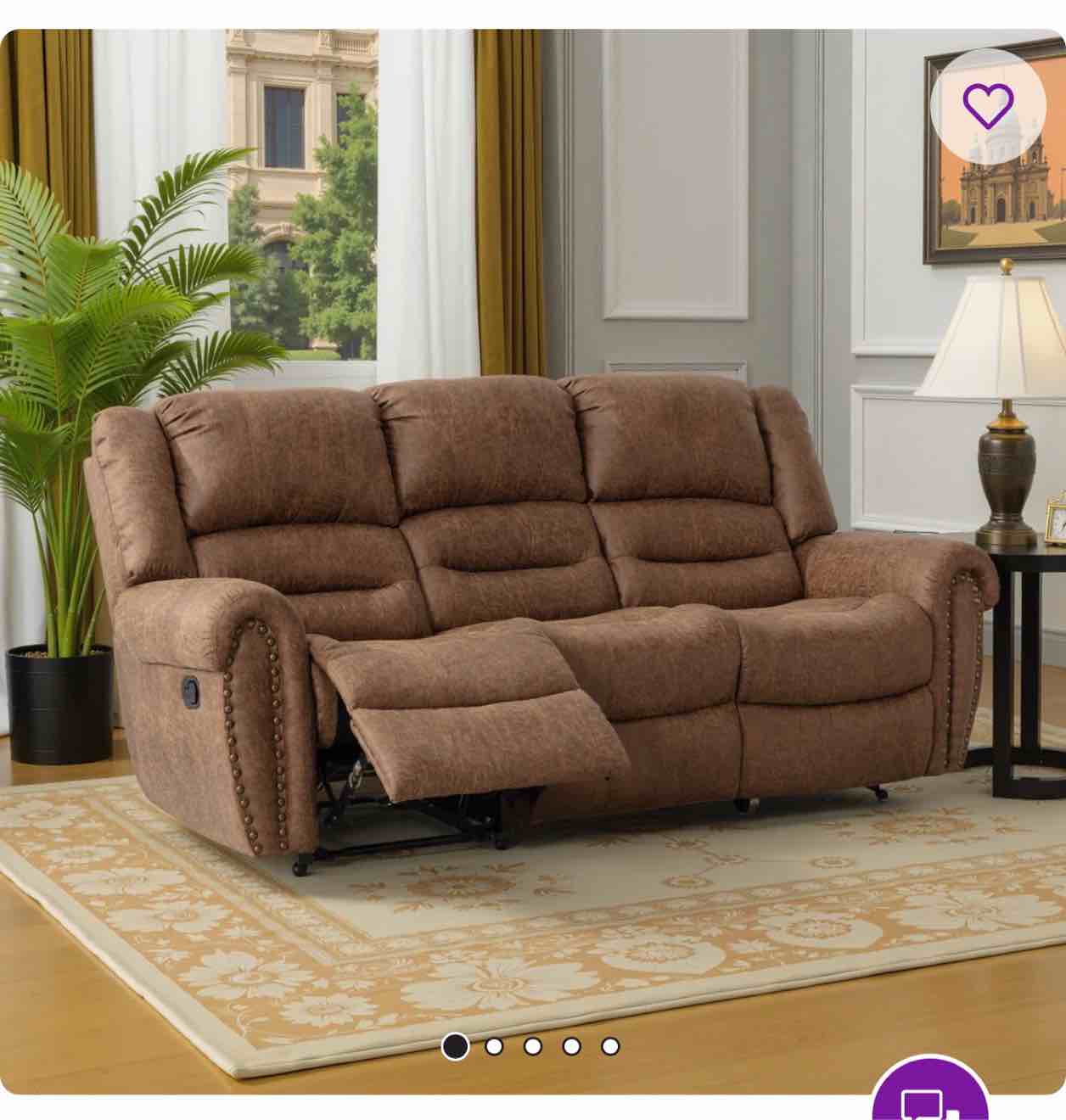 90.6 Wide Elegant And Upholstered Soft Vegan Leather Manual Reclining Sofa