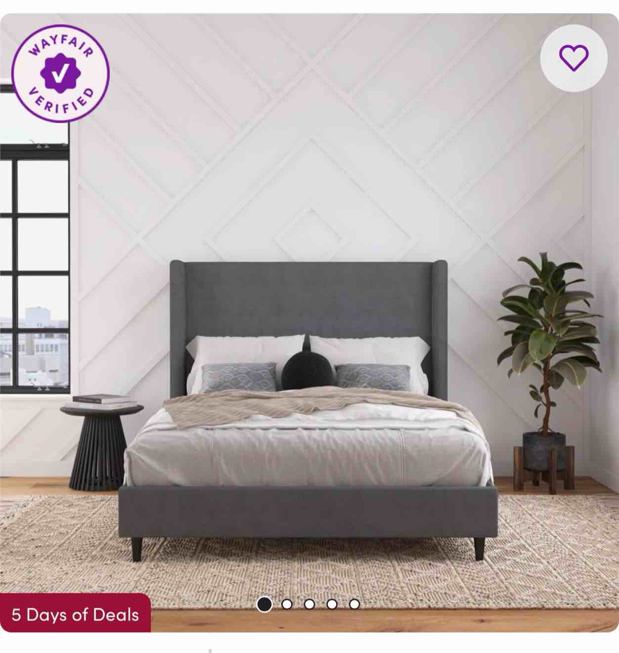 Ana Upholstered Wingback Bed