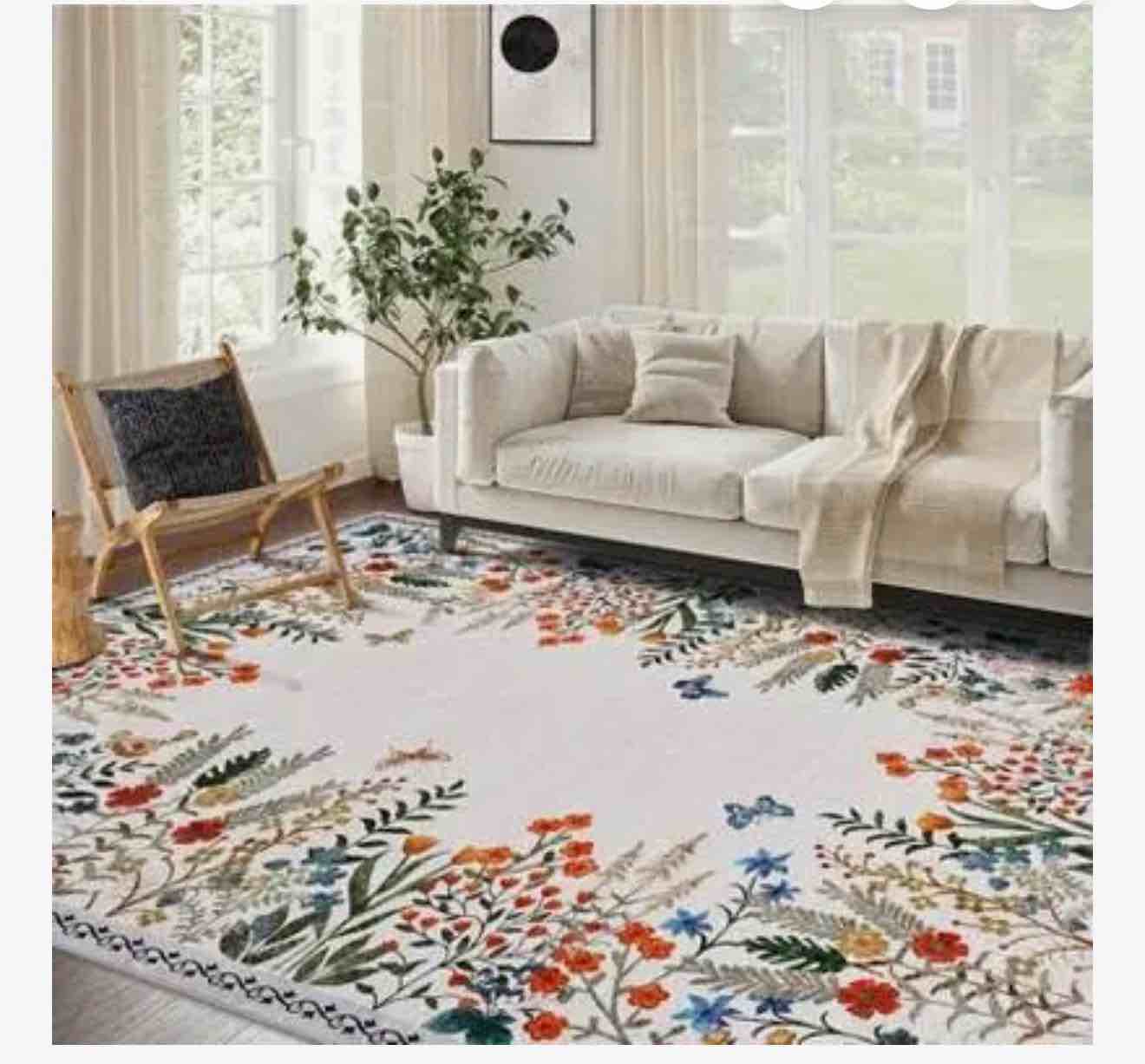 Washable Floral Area Rugs Boho Large Rugs Non-Slip for Bedroom (Similar rug )