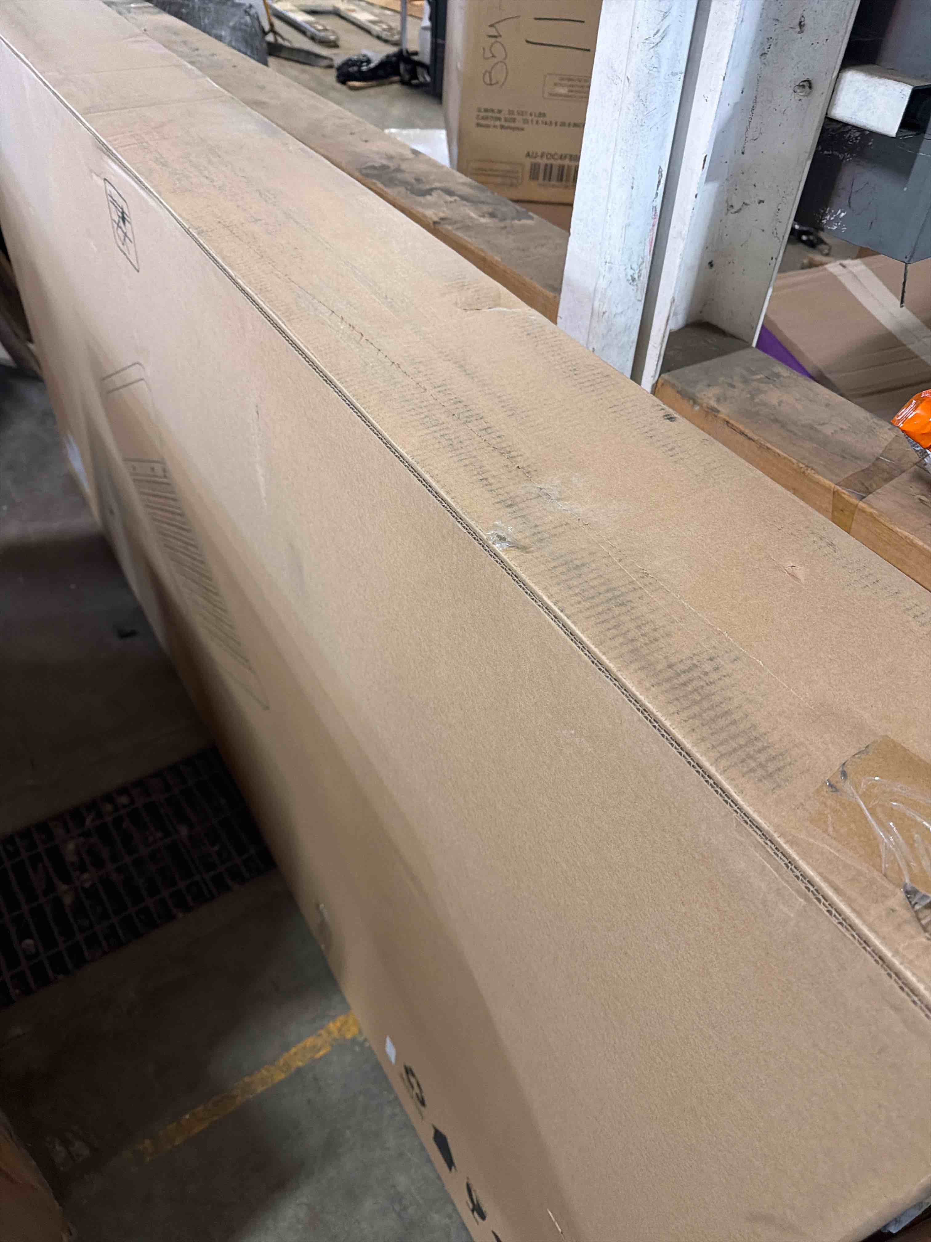 Condition photo showing As Is for king violet upholstered wingback bed malcolm striped moss - threshold™