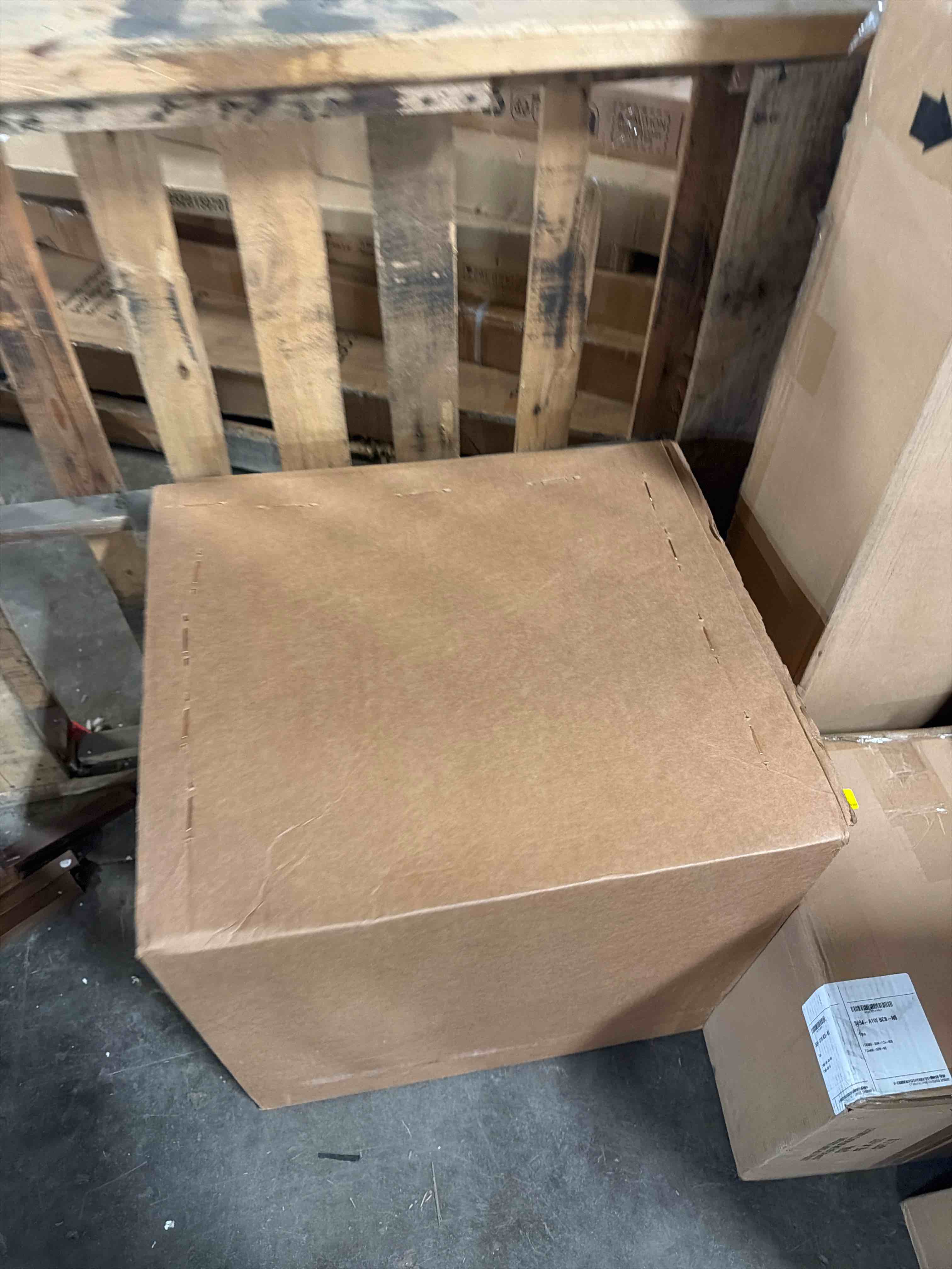 Condition photo showing New/Like New for hayward cane back vegan leather stool in a brown "saddle" finish