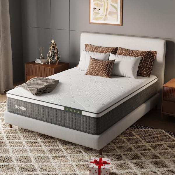 Novilla Classic Cool-Sleep King Size Medium Hybrid Memory Foam and Innerspring 14In. Mattress Bed-in-a-Box