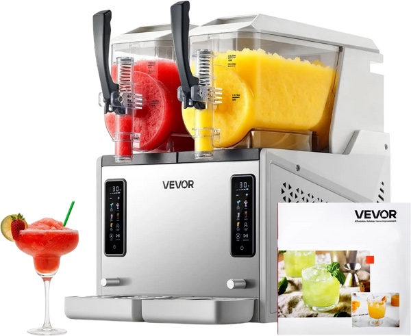 Vevor Slushy Machine Dual 3L Tank Frozen Drink Maker Self-Cleaning 450W
