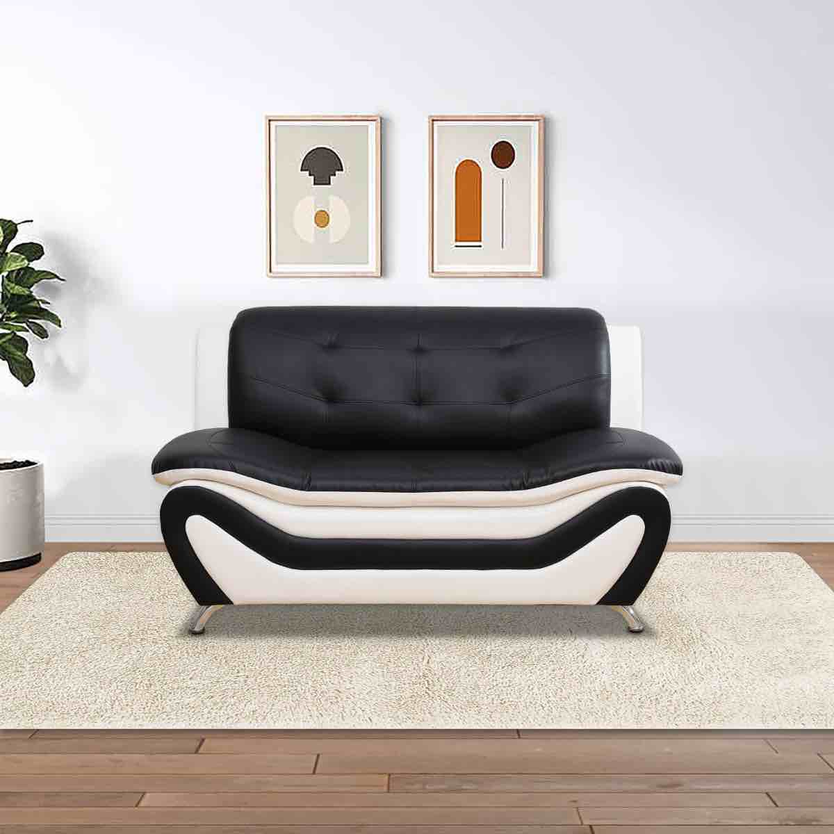 Two Seater Vegan Leather Loveseat Sofa, (New In Box) 34'' H X 60'' W X 32.5'' D