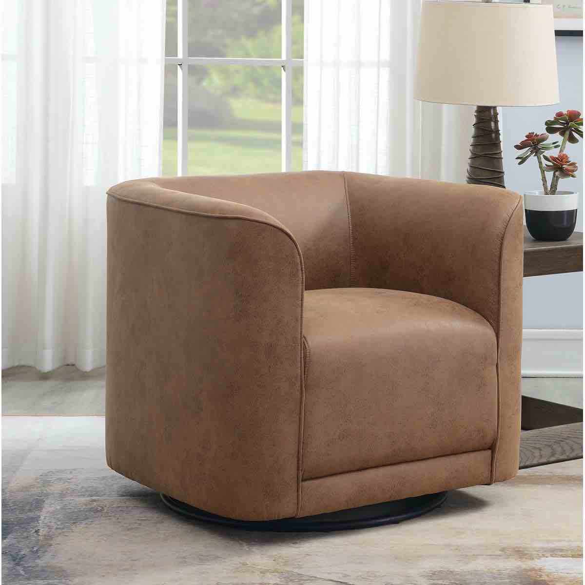 Set of Two Cordoba Upholstered Swivel Barrel Chairs 
