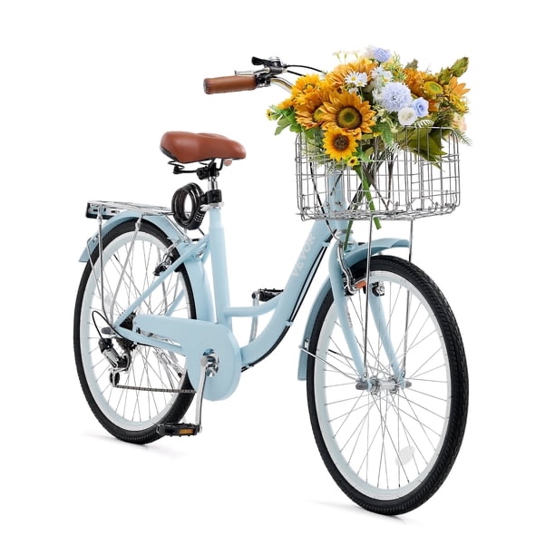 cruiser bike, 7-speed, 26-inch light blue beach cruiser bike, new in box, 65.0 x 23.2 x 42.7 inch