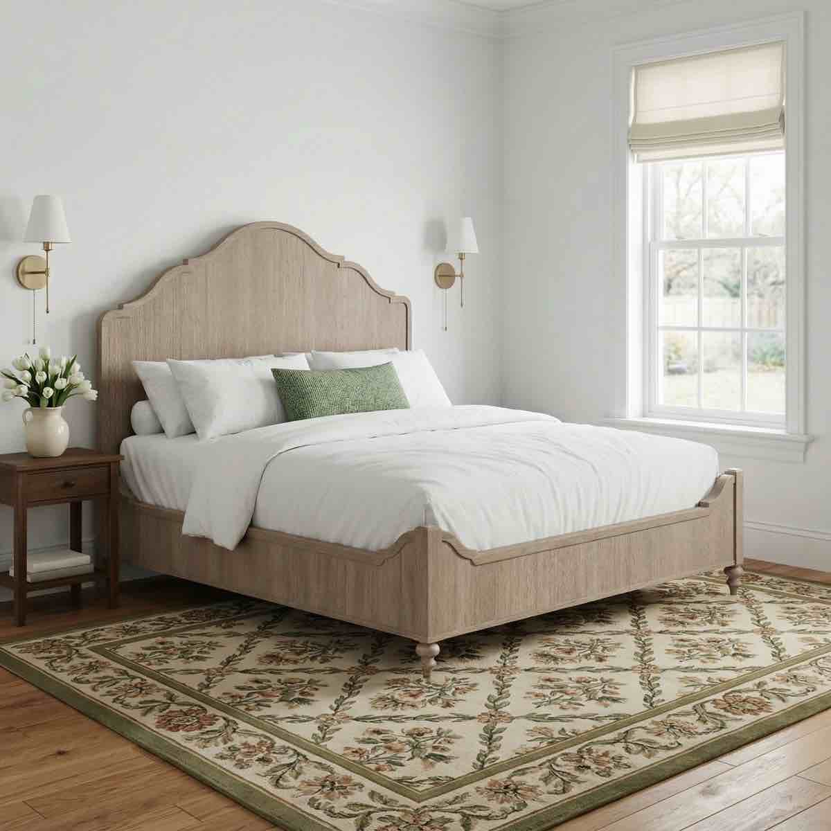 Dana Heights Queen Size Whitewashed Sand Mindi Wood Panel Bed