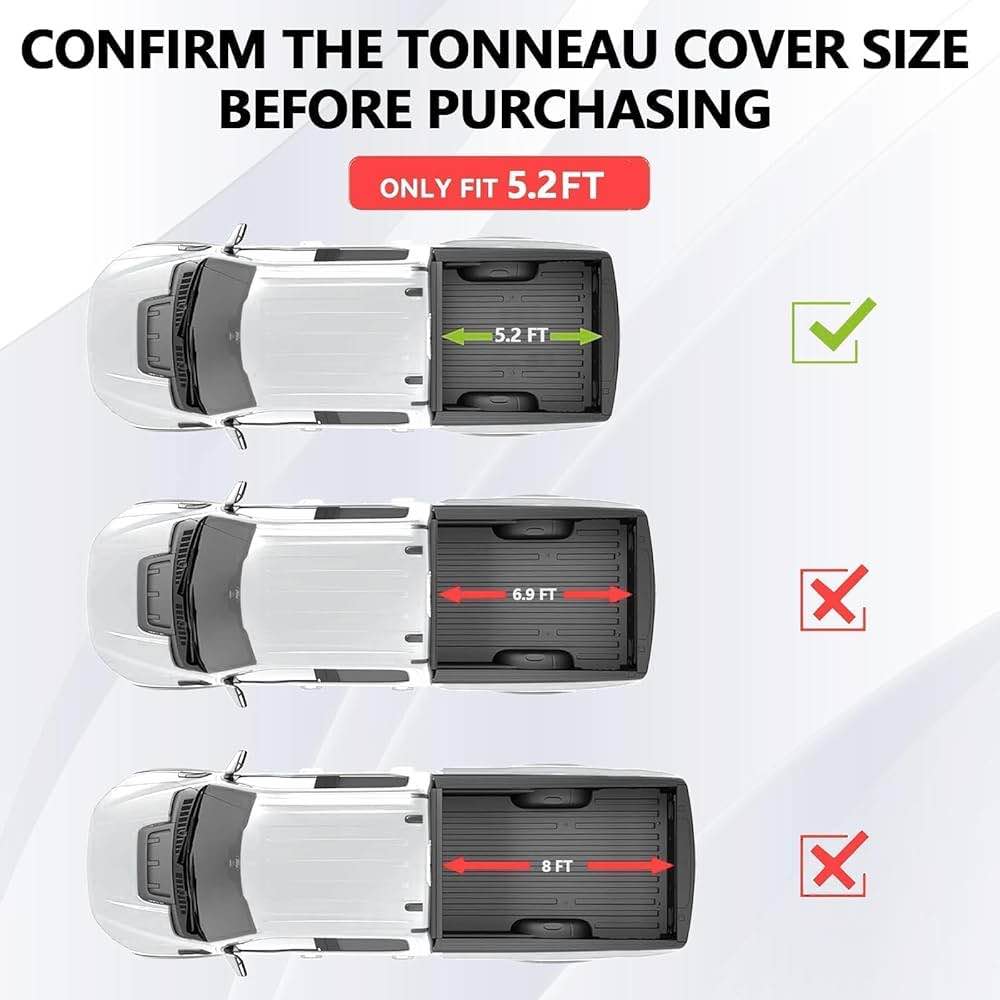 Condition photo showing New/Like New for hard tri-fold truck bed tonneau cover fits 5.2 ft (62") for 2023-2026 chevy colorado gmc canyon bed 5.2 ft (new in box)