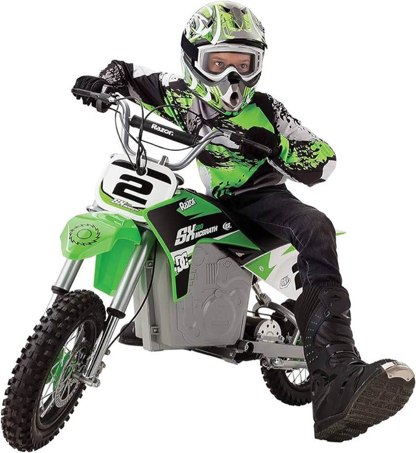 Condition photo showing New/Like New for razor dirt rocket sx500 mcgrath electric motocross bike for kids ages 14+ - 40 mins of ride time, for riders up to 175 lbs (new in box)