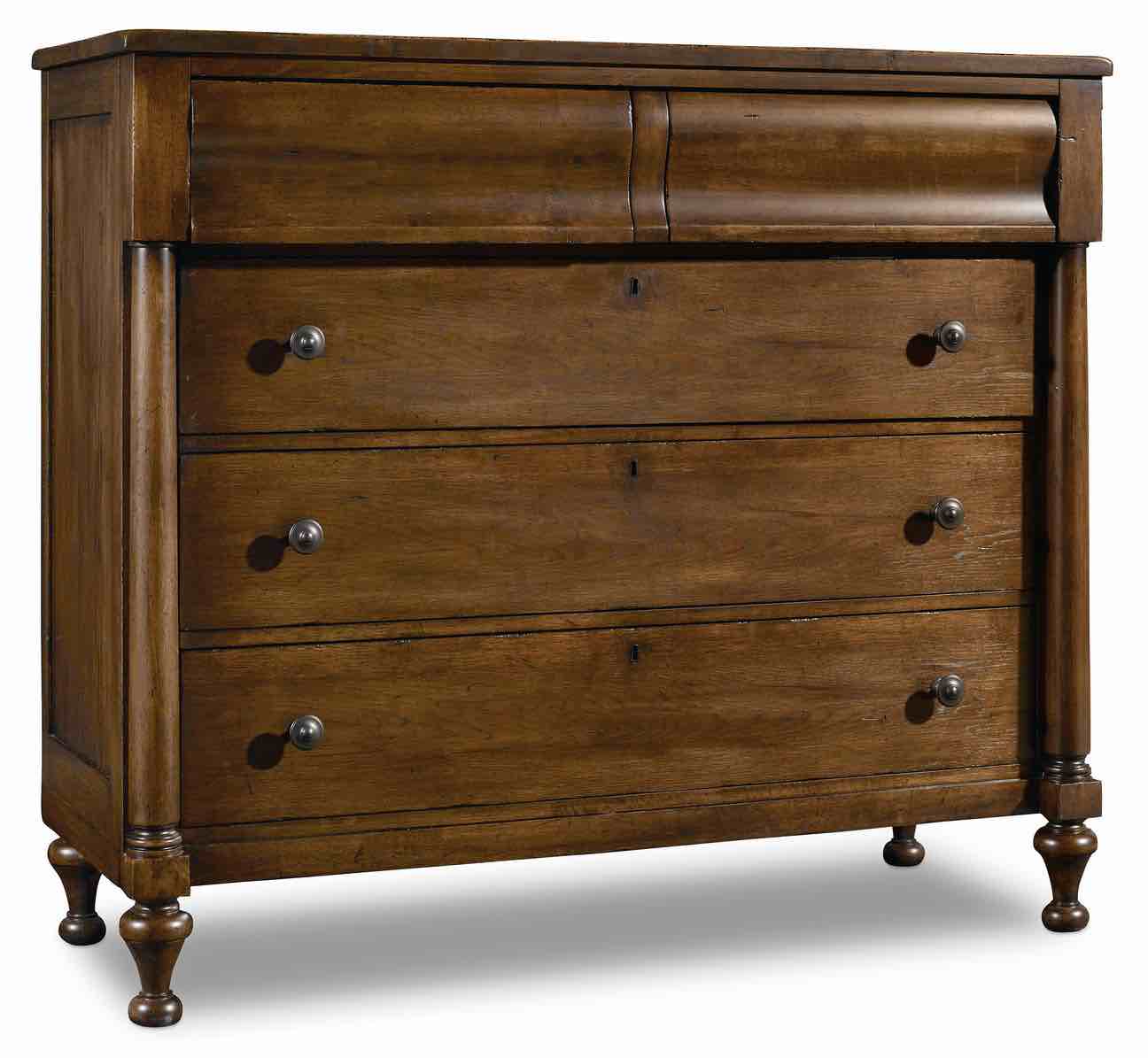 Solid Wood Archivist Bureau with Antique Bronze Hardware (Small crack on right side base, does not affect function) 44 H X 50 W X 20'' D