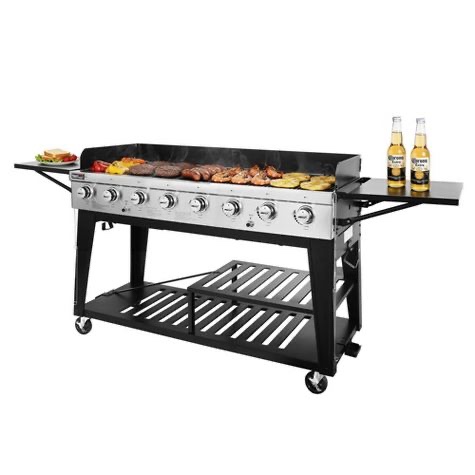royal gourmet 8-burner gas grill, 104,000 btu liquid propane, independently controlled dual systems, black