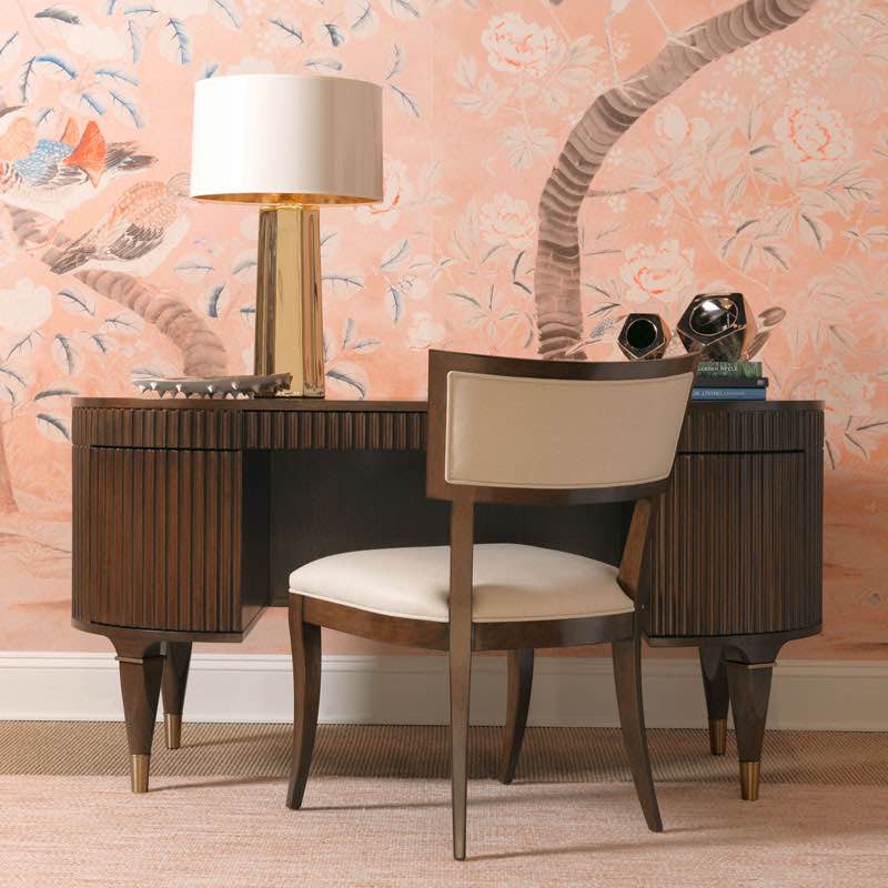 Condition photo showing New/Like New for tessa armless chair with walnut frame and ivory leather cushioning. scratch and dent. d 23 / w 21 / h 33 / 45.00 lbs