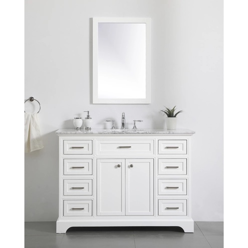 Condition photo showing New/Like New for americana 48 x 35 inch white with carrara white marble vanity set