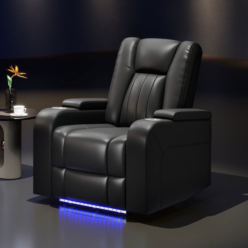 ylianna 38'' w faux leather power recliner with usb ports by latitude run