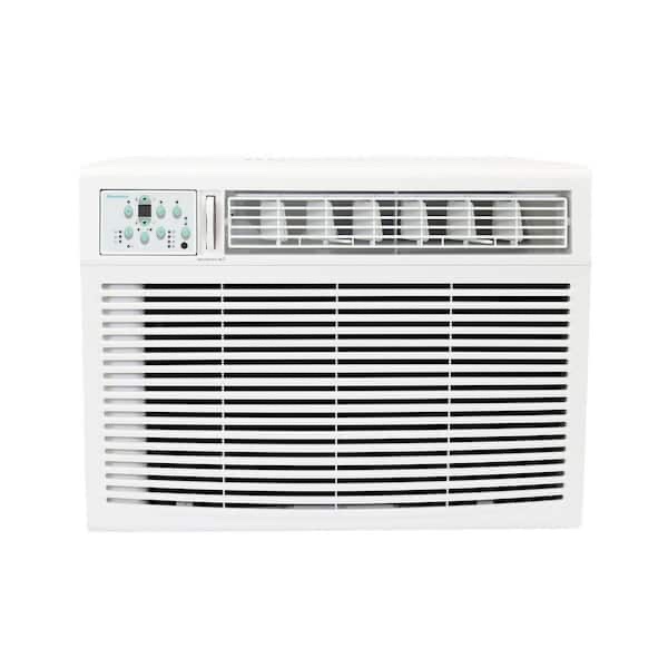 18,000 btu (doe) 230-volt window air conditioner cools 1000 sq. ft. with remote in white h 17.9 in, w 23.6 in, d 25.4 in