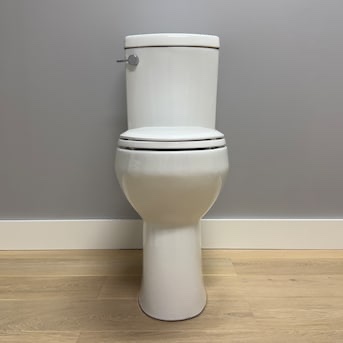 Condition photo showing New/Like New for extra tall toilet pearl white elongated tall height 12-in rough-in 1.28 gpf dual flush soft close 2-piece toilet. handle kit sold separately, can be purchased through any hardware site. assembled depth (inches) 27 assembled height (inches) 36.5 assembled weight (lbs.) 100 assembled width (inches) 15