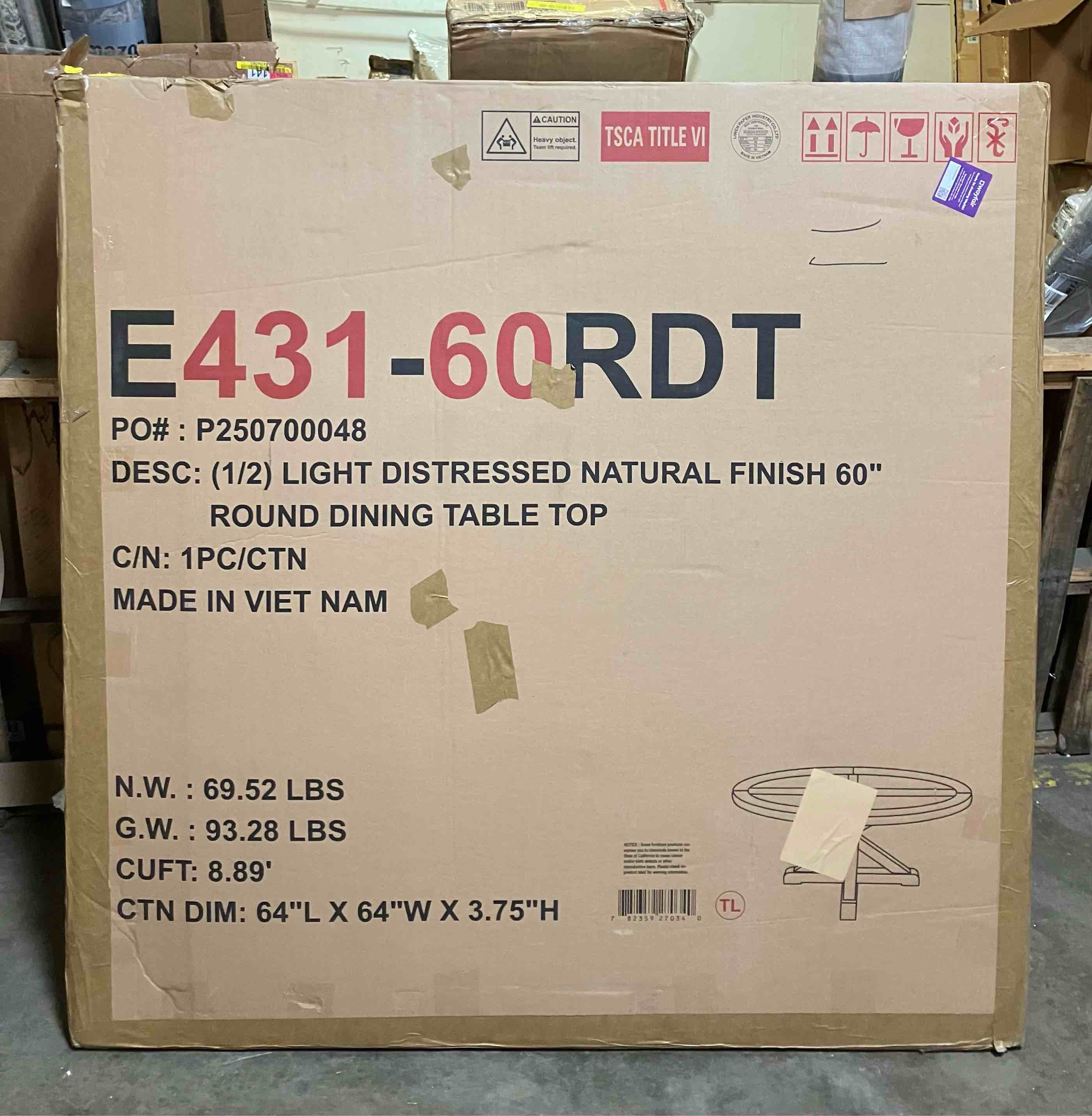 Condition photo showing New/Like New for devon 72in wide natural gray wood extendable dining table (2 boxes)