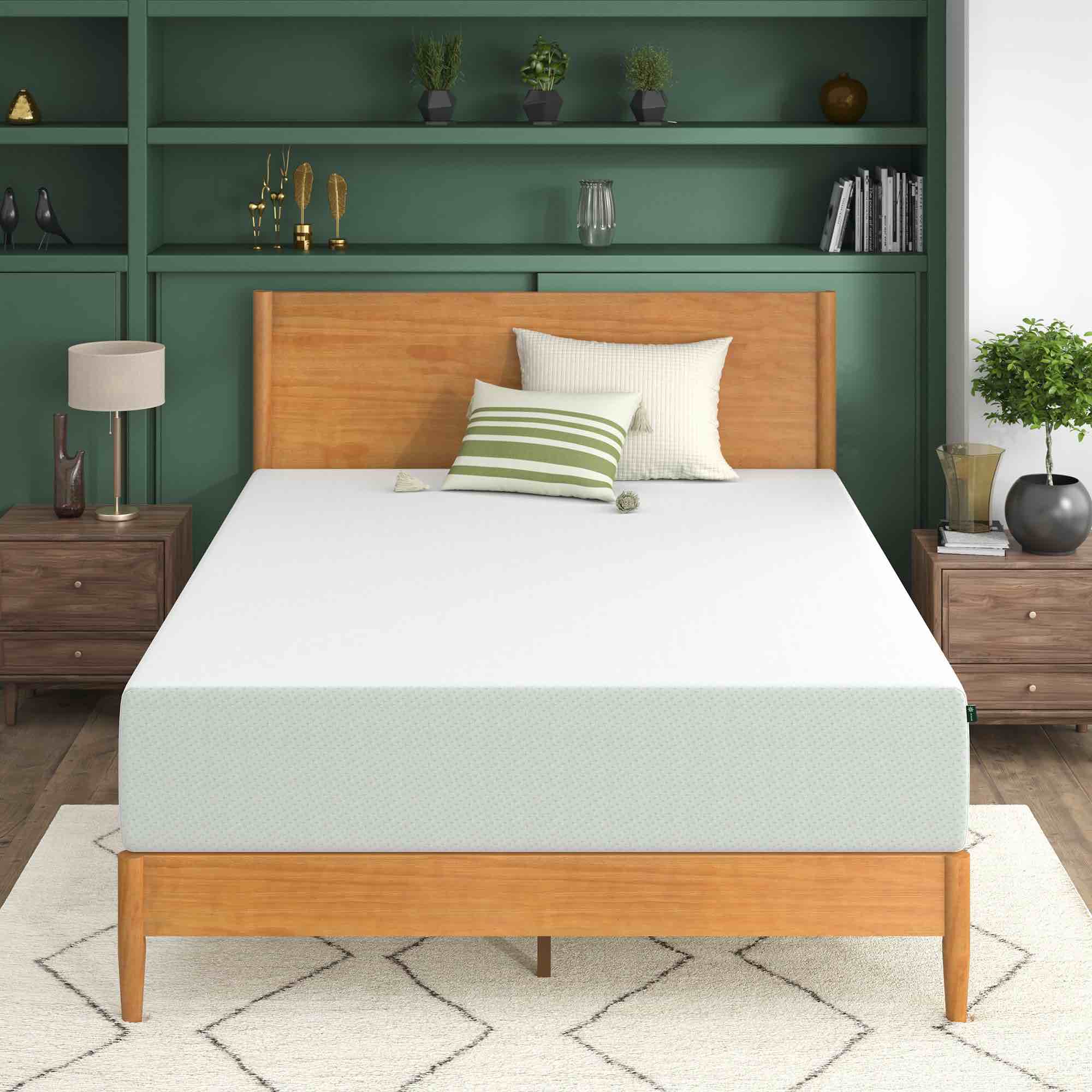 zinus 12 inch green tea essential memory foam mattress [new version], king, fiberglass free, medium feel, breathable airflow memory foam, certified safe foams & fabric, mattress in a box