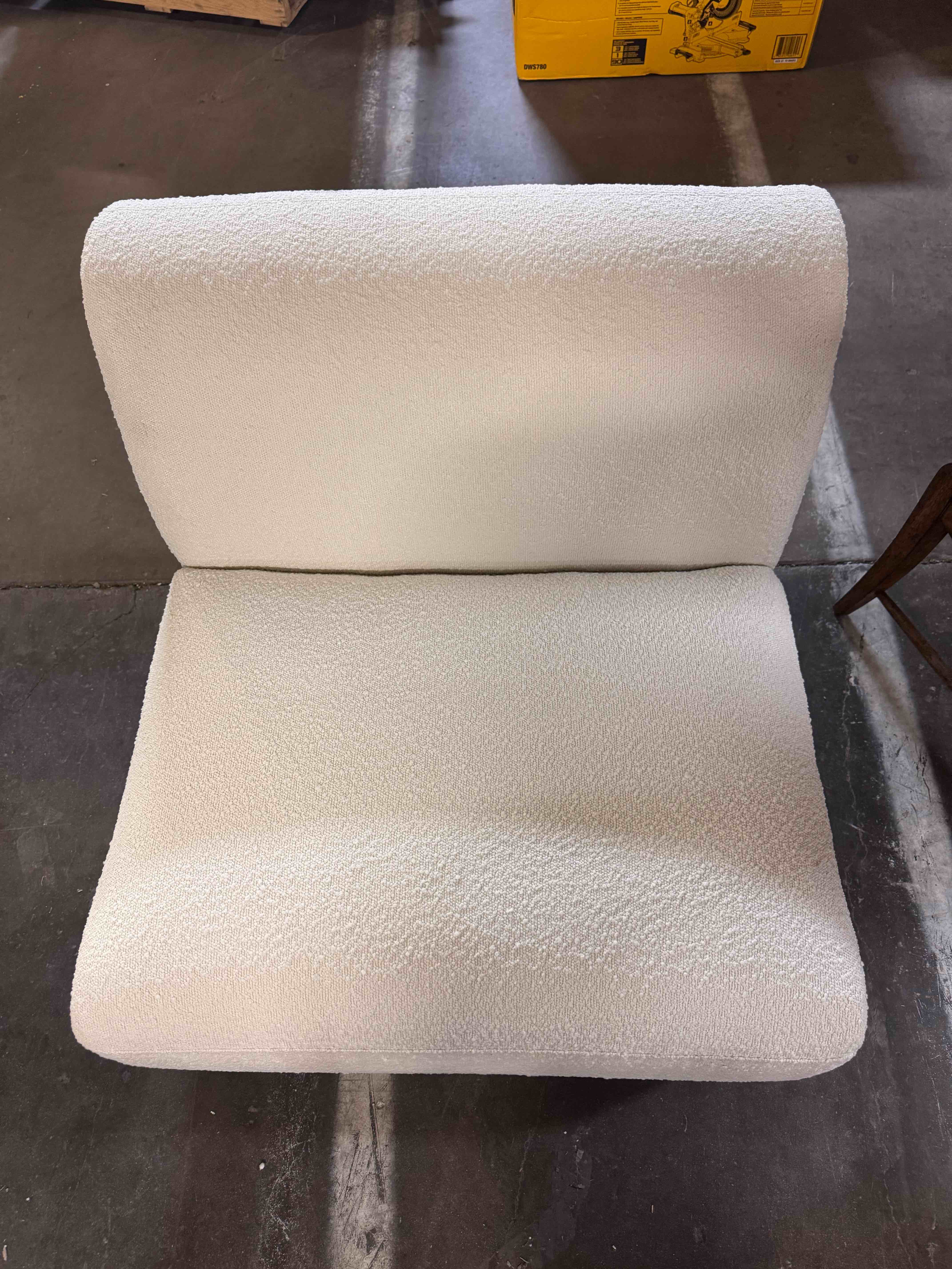 Condition photo showing New/Like New for falkon modern chenille slipper chair - 32" h x 34" w x 35" d