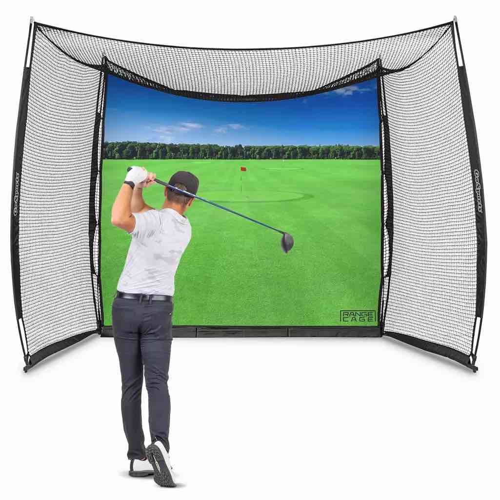 gosports range cage 10 ft x 8 ft golf practice hitting net with impact screen