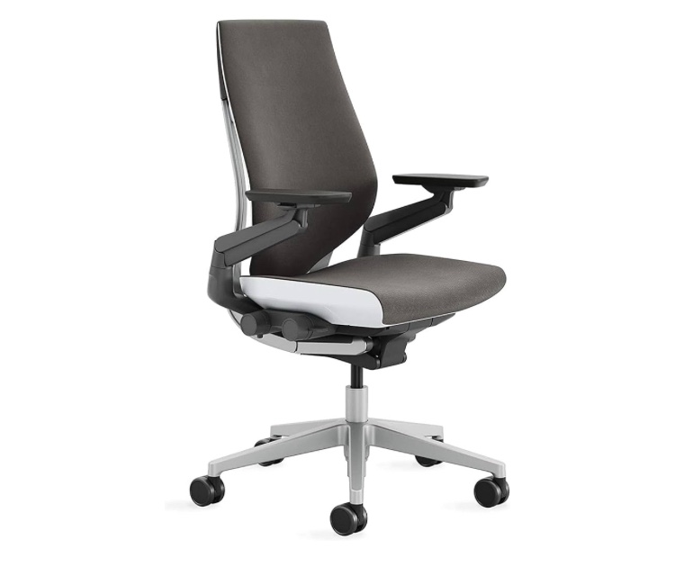 steelcase gesture office chair - ergonomic work chair with wheels for carpet - comfortable - intuitive-to-adjust for desk - 360-degree arms - graphite gray fabric