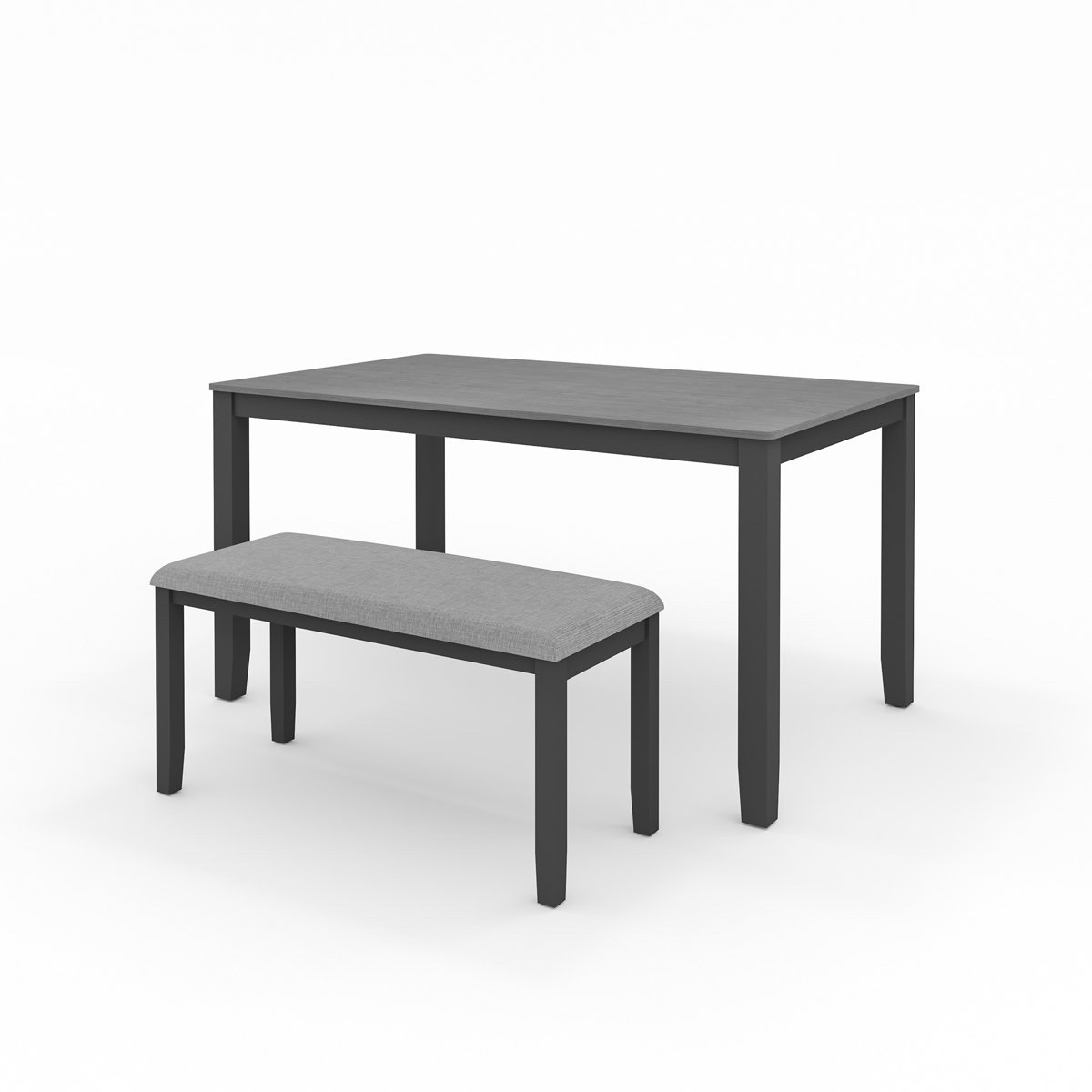 Condition photo showing New/Like New for 59" solid wood dining table and bench set (set of 2)