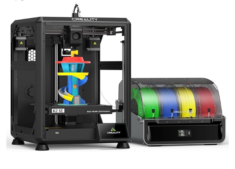 creality k2 se combo 3d printer, support multicolor printing with cfs, 500mm/s high-speed printing, auto leveling, vibration control, compact desktop upgrate 3d printer, print size 220x215x245mm - item in office - (item is listed new/like new, but it is d that it has been used)