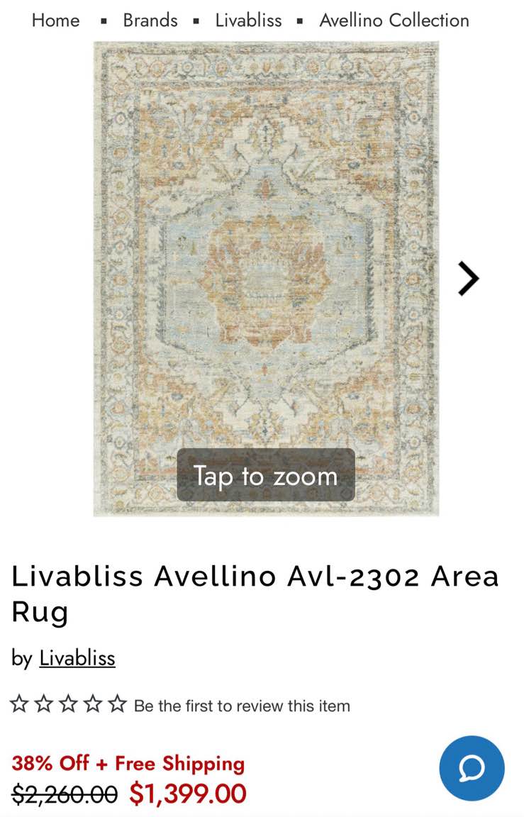 Condition photo showing New/Like New for livabliss avellino avl-2302 area rug