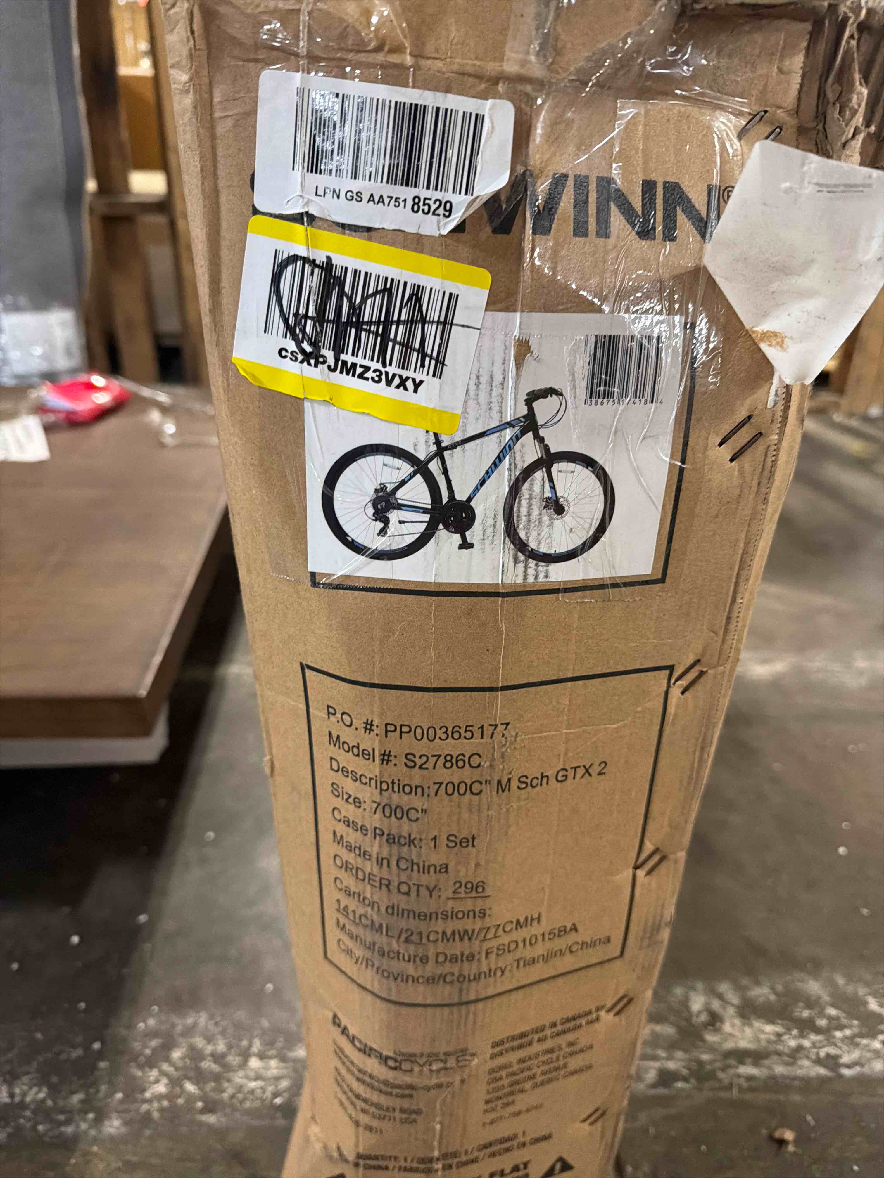 Condition photo showing New/Like New for schwinn gtx comfort adult hybrid bike, men and women, dual sport bicycle, 700c wheels, step-through or step-over lightweight aluminum frame, item is new in box