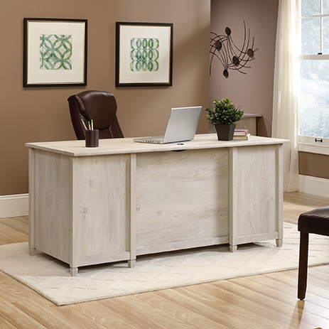 Condition photo showing New/Like New for double-pedestal executive desk (new in box) w: 65 1/8" (165.4 cm)   d: 29