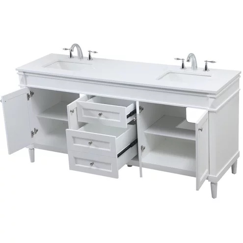 Condition photo showing New/Like New for bennett 72 x 21 x 35 inch white vanity sink set