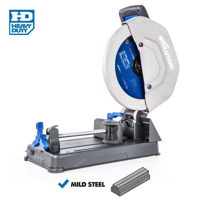 Condition photo showing New/Like New for evolution power tools s355cpsl 14 inch metal cutting chop saw (new in box)