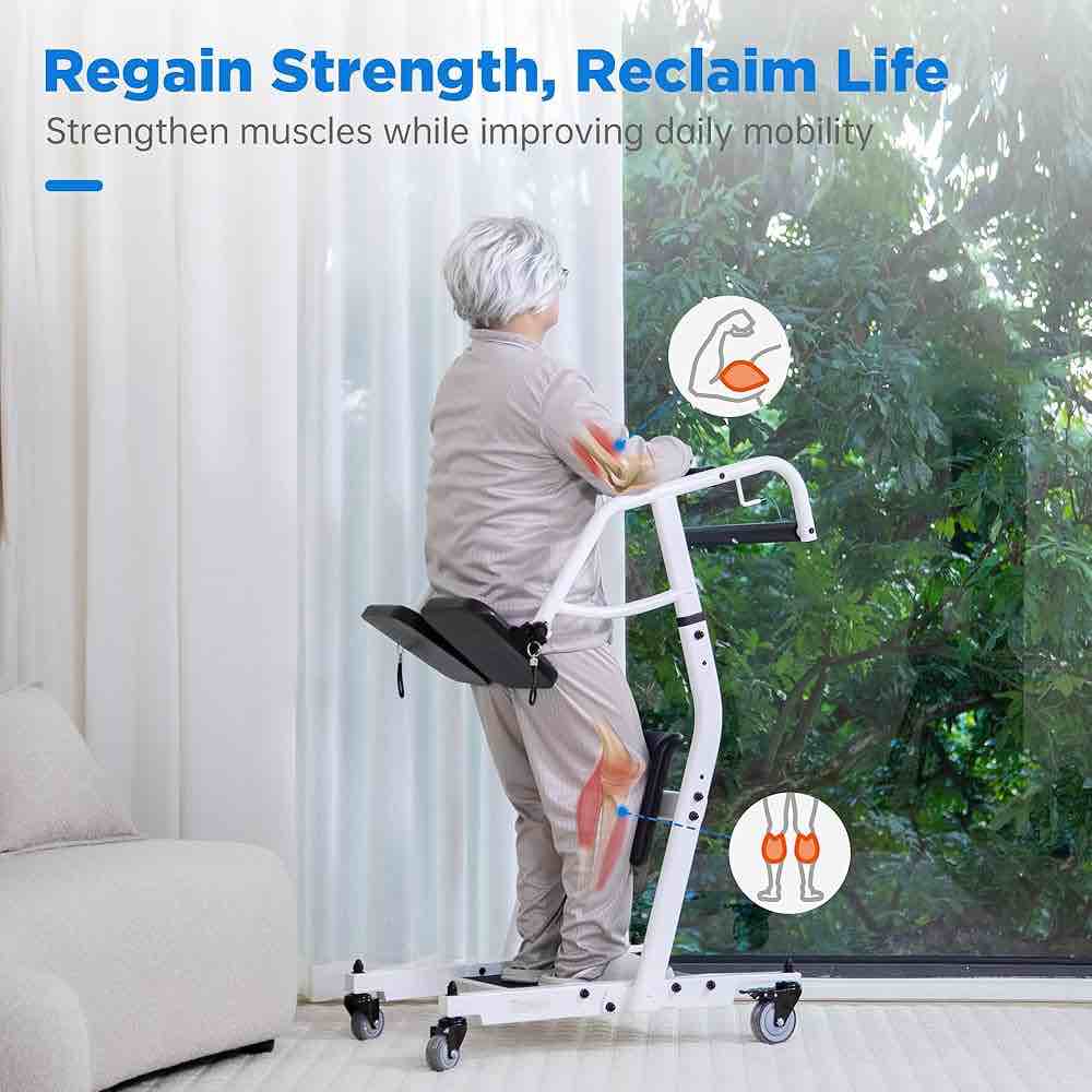 Condition photo showing New/Like New for sit to stand lift, stand assist lift for elderly, patient transfer assist devices with belt for home care use, 400 lbs capacity (new in box)