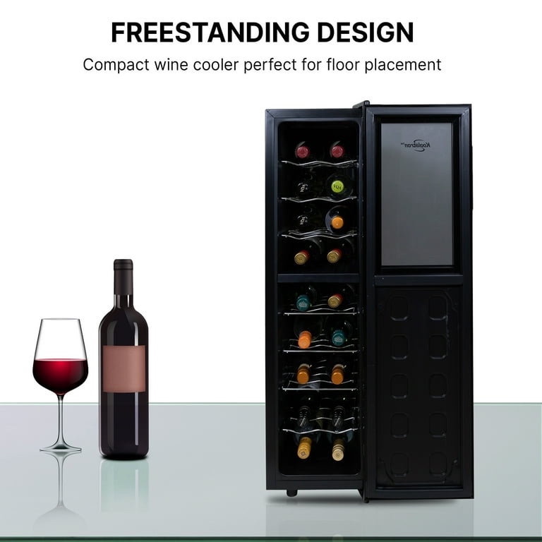 Condition photo showing New/Like New for koolatron 18 bottle slim dual zone wine cooler freestanding wine fridge (new in box) 13" l x 22.5" d x 38" h