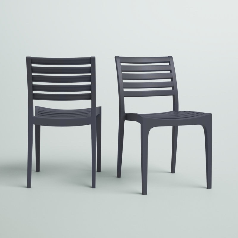 Condition photo showing New/Like New for ayvah stacking patio dining side chair (set of 4) by wade logan