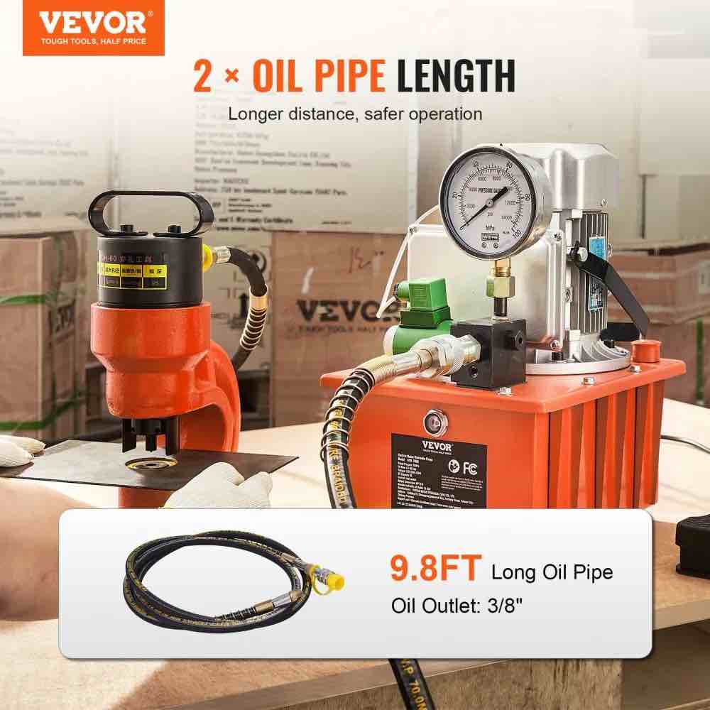 Condition photo showing New/Like New for vevor electric hydraulic pump, 10000 psi 750w 110v 488 in³/8l capacity, single acting solenoid valve, electric driven hydraulic pump power pack unit with pedal switch for punching/bending/jack machine