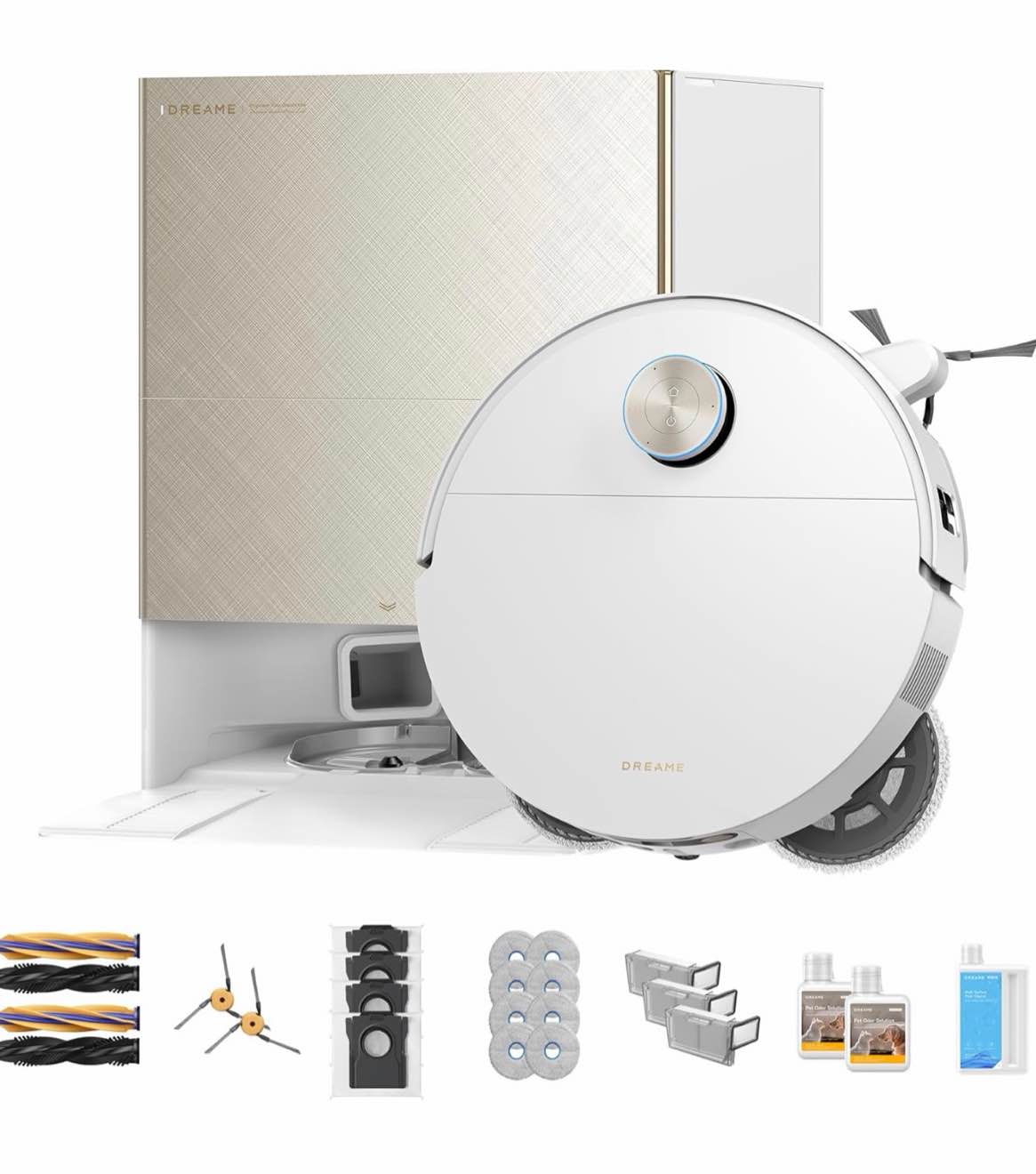 dreame x60 max ultra complete white robot vacuum and mop, upgraded from x50 series, 3.13in (7.95cm) ultra-thin design, 35,000pa suction, self emptying&refilling, mop self-cleaning, 280+ obstacle avoidance, new in box,(located in office)