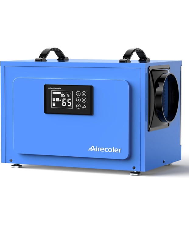 125 Pints Commercial Dehumidifier for Crawl Spaces & Basements with Drain Hose, Industrial Grade Water Damage Restoration for up to 6,000 sq ft, Auto Defrost, Memory Starting 125 Pints without Pump