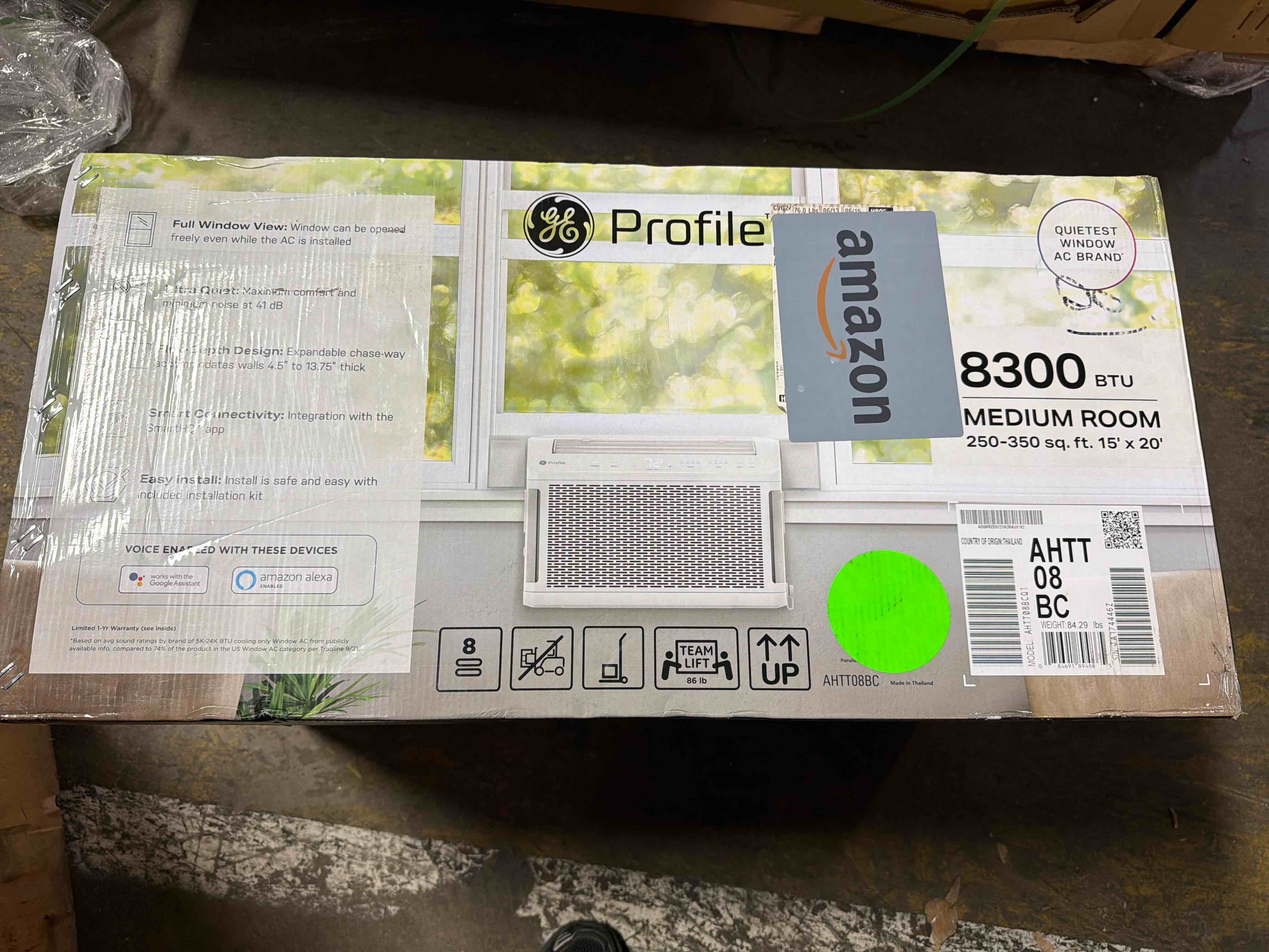 Condition photo showing New/Like New for ge profile clearview window air conditioner unit, 8,300 btu, energy efficient cooling up to 350 sq ft., ultra quiet, smart home capable, includes remote, white