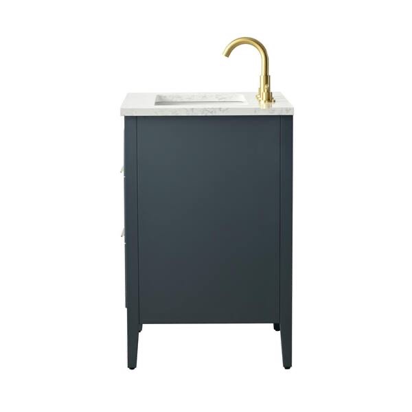 Condition photo showing New/Like New for emma 24” single sink freestanding fluted bathroom vanity in vintage blue with arabescato engineered stone top,
