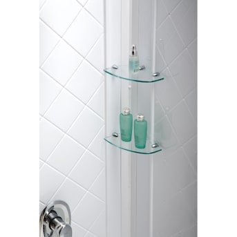 Condition photo showing New/Like New for dreamline qwall-5 40-in x 34-in 3-piece glue to wall white side and back walls with slimline 32" x 32" shower base with single threshold and center drain