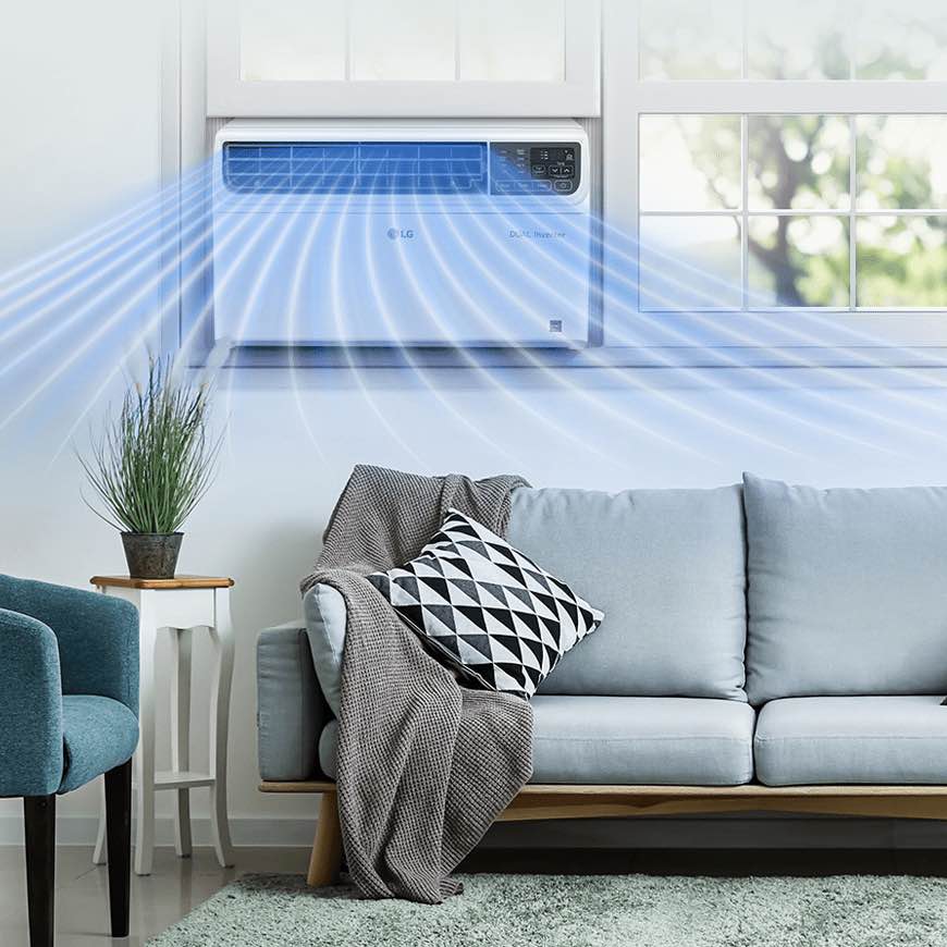 Condition photo showing New/Like New for lg 18,000 btu dual inverter smart wi-fi window air conditioner