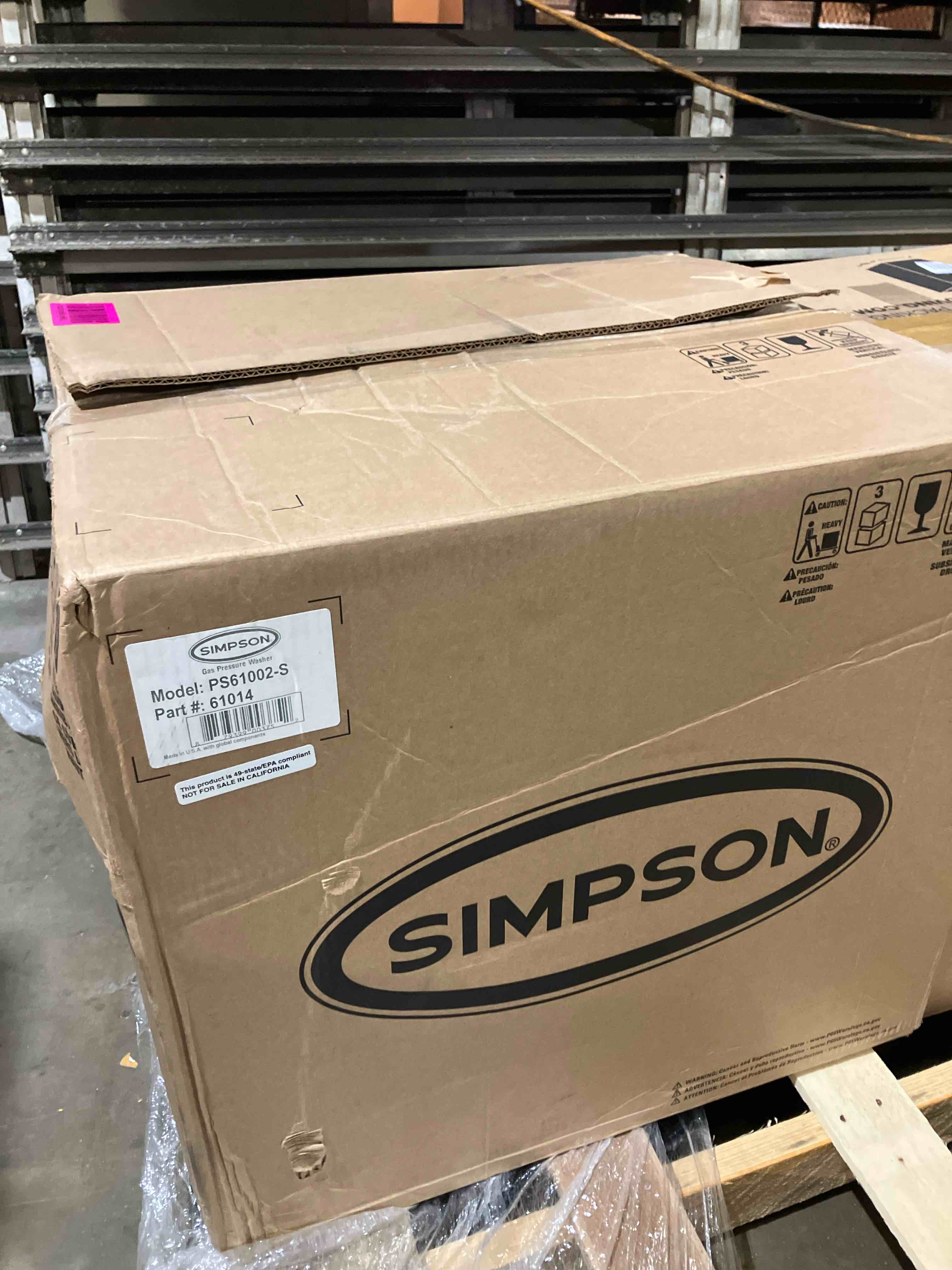 Condition photo showing New/Like New for simpson powershot 3500 psi gas pressure washer, 2.5 gpm, honda gx200 engine | gas power washer for professionals. aaa triplex pump, 25' morflex hose, 5 nozzles, steel frame. 49-state compliant. ps3228