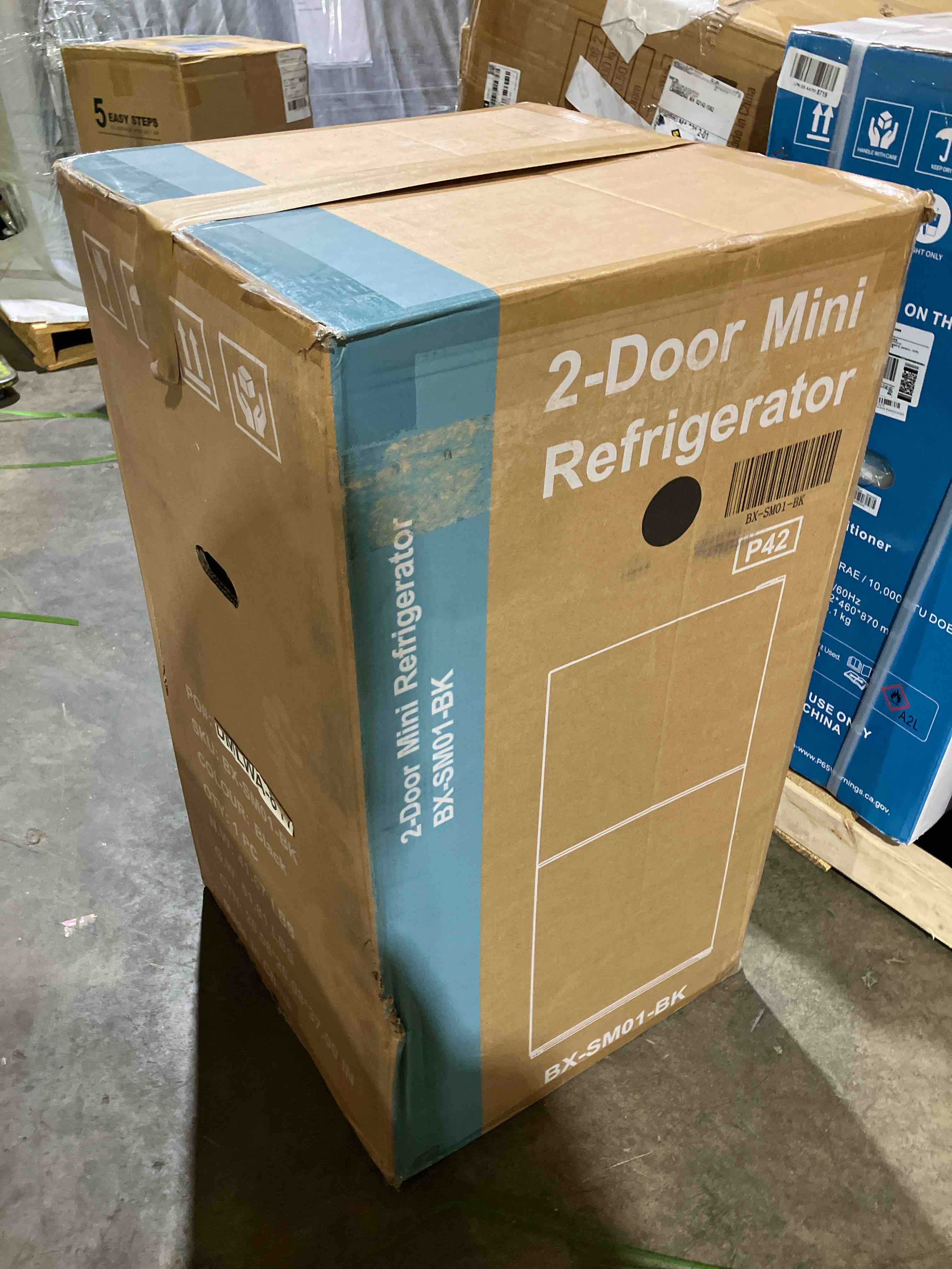 Condition photo showing New/Like New for newbulig mini fridge with freezer, 3.2 cu.ft fridge for small space, black | double door compact refrigerator, 7-level thermostat, 41 db quiet, 0.8 kwh daily, dorm, office, apartment