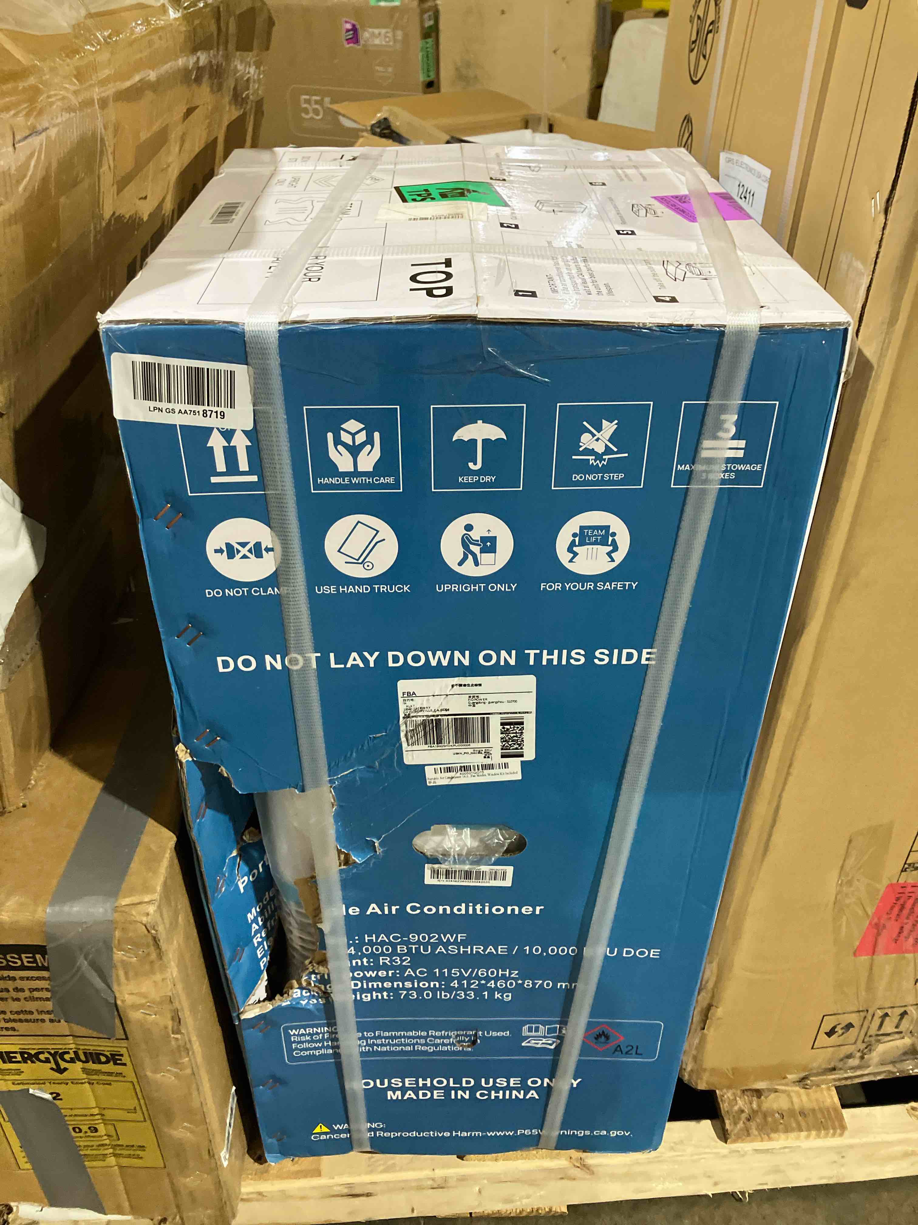 Condition photo showing New/Like New for 14,000 btu portable air conditioner cools up to 700 sq.ft, auto-evaporation low noise portable ac unit with remote control fits for large room, office, garage, white